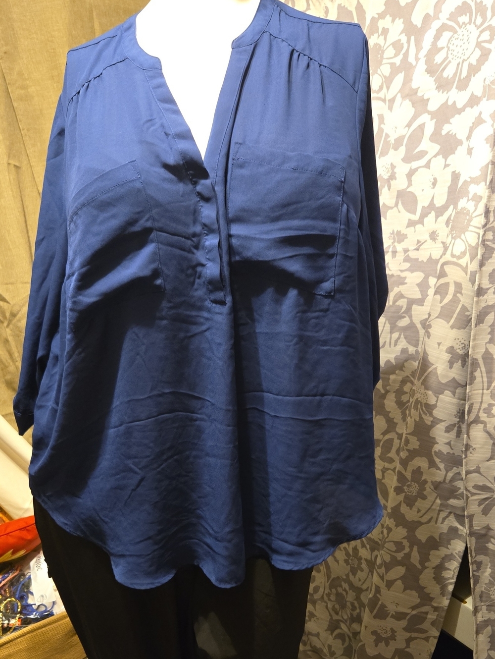 torrid Navy Blue Split V Tunic Blouse